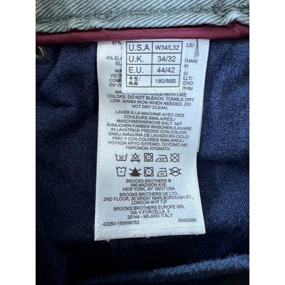 Brooks Brothers Grey 5-Pocket pants Chino Pants Mens Size 34W 32L - Picture 6 of 6
